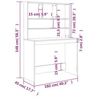 Bureau met open vakken 102X45X148 Cm Hout Zwart