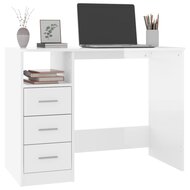 Bureau Met Lades 102X50X76 Cm Hout Hoogglans Wit