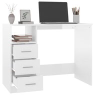 Bureau Met Lades 102X50X76 Cm Hout Hoogglans Wit