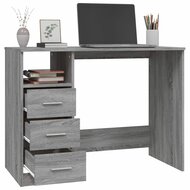 Bureau Met 3 Lades 102X50X76 Cm Hout Grijs