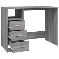 Bureau Met 3 Lades 102X50X76 Cm Hout Grijs