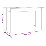 Eettafel Manny 120X60X76 Cm Hout Gerookt Eikenkleurig