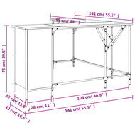 Bureau hoekbureau141X141X75 Cm Hout Gerookt Eikenkleurig