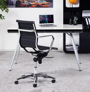 Prachtige design office chair zwart kunstleer met chroom