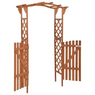 Pergola Met Poort 116X40X204 Cm Massief Vurenhout Grijs Bruin