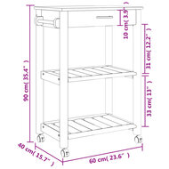 Keukentrolley Monza 60X40X90 Cm Massief Grenenhout Grijs