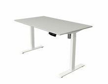 Kerkmann - Zit sta bureau Move-1 140x80cm lichtgrijs - witte poten - elektrisch