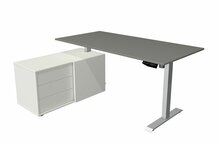 Kerkmann - Zit sta bureau Move-1 160x80cm donkergrijs met zilver poten en archiefkast