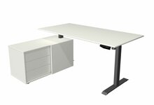 Kerkmann - Zit sta bureau Move-1 160x80cm wit met antraciet poten en archiefkast