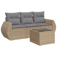 Loungeset Damian Met grijze Kussens Poly Rattan Beige