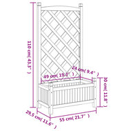 Plantenbak Met Latwerk Massief Vurenhout Zwart 55 x 29,5 x 110 cm