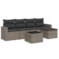 Loungeset Fanny Met Kussens Poly Rattan Grijs Met tafel