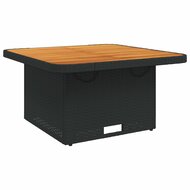 Tuintafel LIFT 80X80X71 Cm Poly Rattan En Acaciahout Zwart