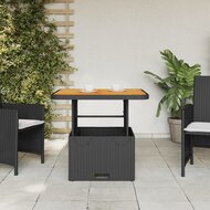 Tuintafel LIFT 80X80X71 Cm Poly Rattan En Acaciahout Zwart