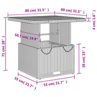 Tuintafel LIFT 80X80X71 Cm Poly Rattan En Acaciahout Zwart