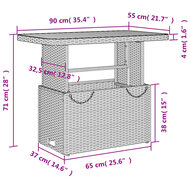 Tuintafel LIFT 90X55X71 Cm Poly Rattan En Acaciahout Grijs