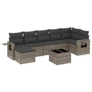 Loungeset Harald 8-delig polyrattan grijs met grijze kussens