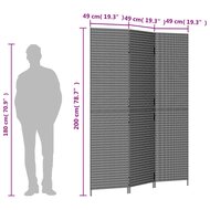 Kamerscherm 3 Panelen Poly Rattan Grijs 147 x 200 cm Dichtgeweven