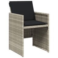 Tuinset Venus 6 stoelen Met Kussens Poly Rattan Grijs Glas