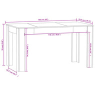 Eettafel Nero 140x74,5x76 cm zwart - smalle eettafel