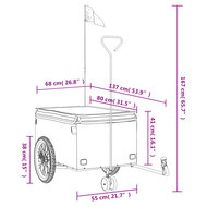 Fietskar Onno 45 kg ijzer zwart en blauw - fietstrailer