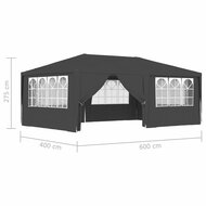 Partytent met zijwanden professioneel 90 g/m&sup2; 4x6 m antraciet