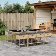 Tuinset Mantoe met kussens poly rattan beige - 9-delig