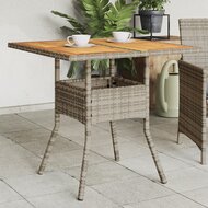 Tuintafel Fanny met acaciahouten blad 80x80x75 cm poly rattan grijs