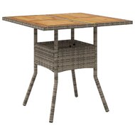 Tuintafel Fanny met acaciahouten blad 80x80x75 cm poly rattan grijs