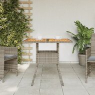 Tuintafel Fanny met acaciahouten blad 80x80x75 cm poly rattan grijs