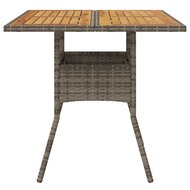 Tuintafel Fanny met acaciahouten blad 80x80x75 cm poly rattan grijs