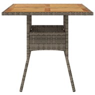 Tuintafel Fanny met acaciahouten blad 80x80x75 cm poly rattan grijs