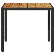 Tuintafel Hank acaciahouten blad 90x90x75 cm poly rattan zwart