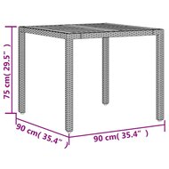 Tuintafel Hank acaciahouten blad 90x90x75 cm poly rattan zwart