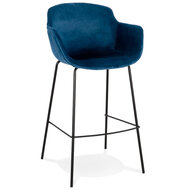 Barkruk Fidel velvet blauw met armleuningen