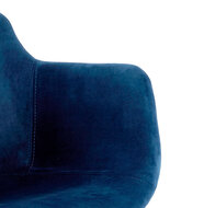 Barkruk Fidel velvet blauw met armleuningen