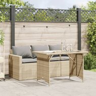 Loungeset Dallas Tuinset met kussens poly rattan beige