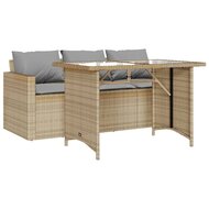 Loungeset Dallas Tuinset met kussens poly rattan beige