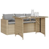 Loungeset Dallas Tuinset met kussens poly rattan beige