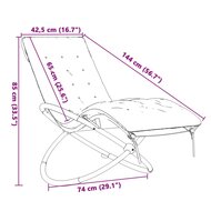 Ligstoel Tuinstoel geometrisch met kussen staal zwart en grijs