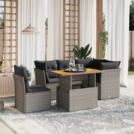 Loungeset Nantes met kussens poly rattan grijs 5-delig