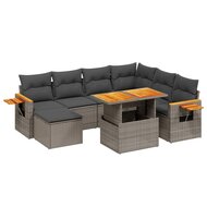 Loungeset Nice met kussens poly rattan grijs 8-delig