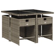 Tuinset Amanda met kussens poly rattan grijs