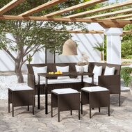 Loungeset Ludo L-vormig met kussens poly rattan bruin