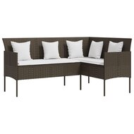 Loungeset Ludo L-vormig met kussens poly rattan bruin