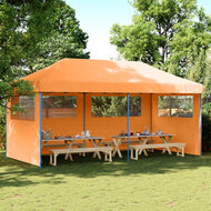 Partytent 580x292cm inklapbaar pop-up met 3 zijwanden oranje