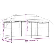 Partytent 580x292cm inklapbaar pop-up met 3 zijwanden oranje