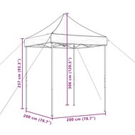 Partytent Duet inklapbaar pop-up 200x200x306 cm oranje