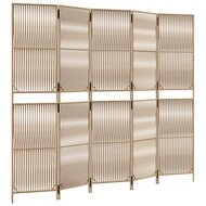 Kamerscherm 5 panelen poly rattan beige - Buiten of binnen