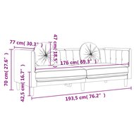 Bank Roderick 194cm met kussens 3-zits fluweel donkergrijs